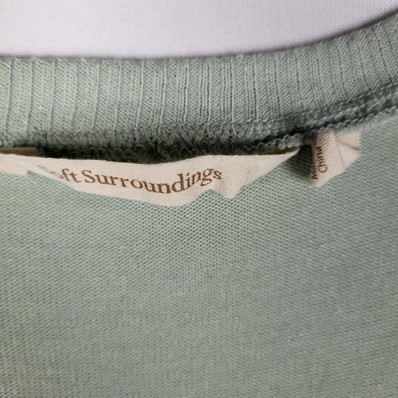 2 for $30 Soft Surroundings Sweater Women's Large Sage Green V Neck Flared Soft - Picture 5 of 9